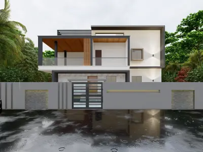 modern villa 3D model 5