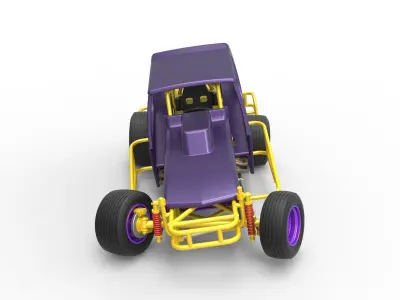 Vintage NE Dirt Modified stock car while turning Scale 1 to 25 3D print model