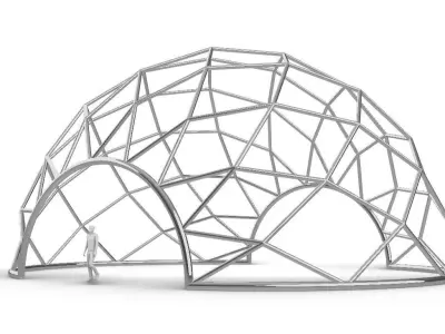 Diagonal Wireframe Dome Architectural Stand Alone Structure v1 3D model