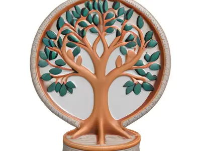 Elegant Tree of Life Sculpture Low-poly 3D model