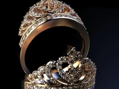 Crown ring Silver Gold  Print 3D print model