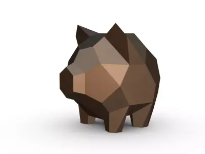 piggy bank low poly 3D print model