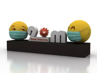 Social Distancing model for coronavirus Low-poly 3D model