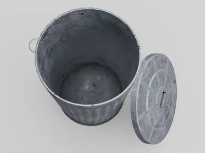 Dustbin 3 Lowpoly metal trash can Low-poly 3D model