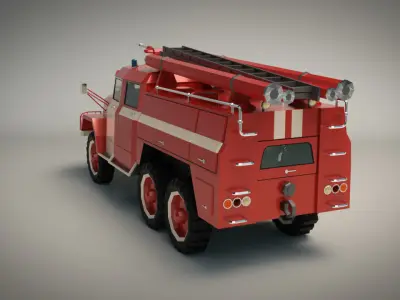 Low Poly Fire Truck 03 Low-poly 3D model