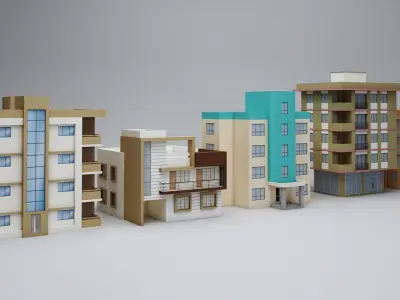 LOW POLY BUILDING COLLECTION 01 Low-poly 3D model