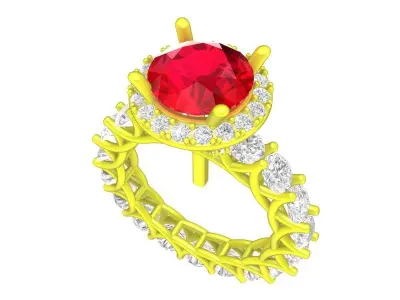 A7670 Luxury Halo Diamond Eternity Engagement Ring 3D print model