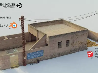 Village Farmhouse 3D Model Low-poly 3D model