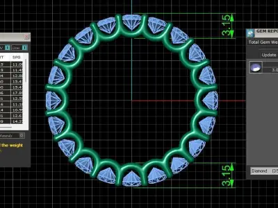 U Shaped Eternity Ring 3mm stone size swiss 9 and EU49 3D print model