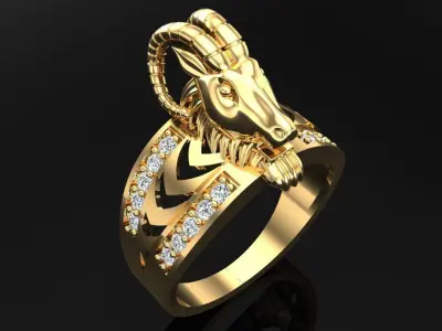 Goats head ring - Goat ring 3D print model