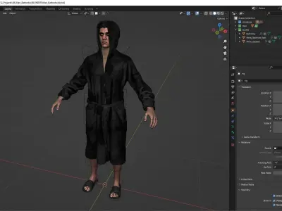 Man - Bathrobe - Modular - Rigged Low-poly 3D model
