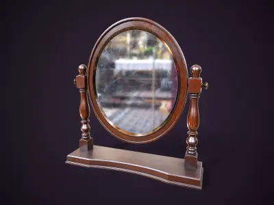 Vintage Desk Mirror Low-poly 3D model