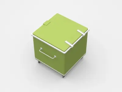 Industrial Container Cart On Wheels With Handle 3D model