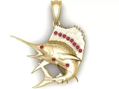 Gold Marlin Pendant 3D printable model   3D print model