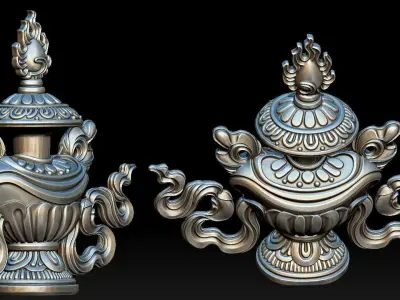 Buddhist Treasure Vase Statue  3D print model