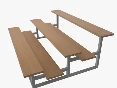 Tribune three wooden benches 3D model