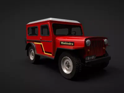 Mahindra CJ4 Jeep Game Ready Low-poly 3D model