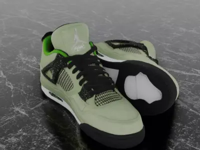 JORDAN 4 RETRO TRAVIS SCOTT 3D SHOES - GREEN Low-poly 3D model