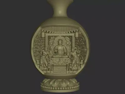 Ancient Buddha Altar Miniature Scene 3D print model