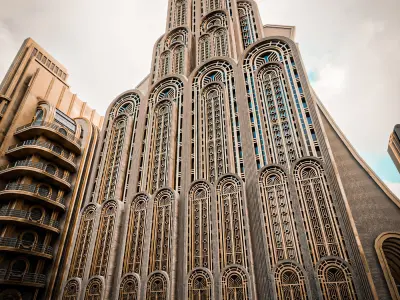 ART DECO SKYSCRAPER BUILDING 07 Low-poly 3D model