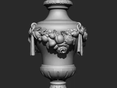 Urn with flowers and fruit  decorations 3D model