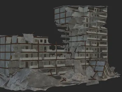 destroyed building Low-poly 3D model