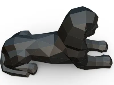 sphinx low poly polygonal dog 3D print model