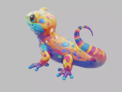 Rainbow Gecko Character 3D model