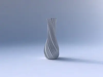 Vase twisted larger opening hexagon with extruded vertical lines 3D print model
