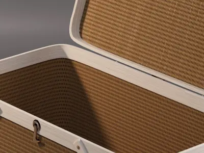 Woven Rattan Basket with Lid and Handles 3D model