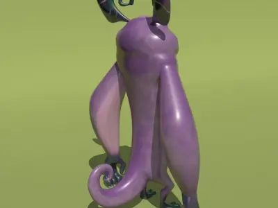 Purple Monster Low-poly 3D model