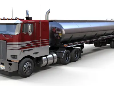 Peterbilt 362 tanker trailer Low-poly 3D model