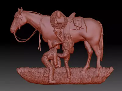 Horse and children 3D print model