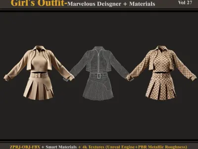 Girls Outfit- MD-Clo3d -Material - Textures - OBJ - FBX 3D model