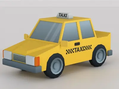 Cartoon Low Poly Car 04 - Taxi Low-poly 3D model