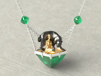 Panthera Pendant with Woman 3D print model