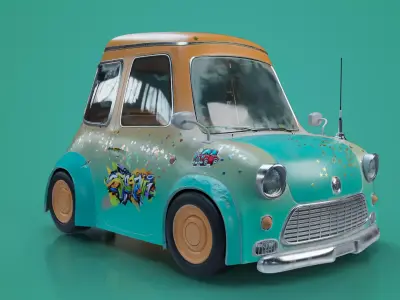 Funky Cartoon Car 3D model