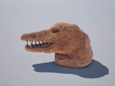 God Statue Sobek Head Low-poly 3D model