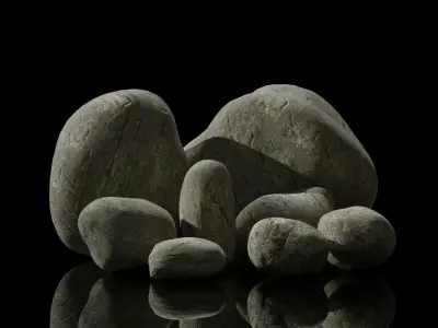 Stones Collection - 20 stones with 3 materials Free low-poly 3D model