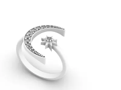 Ring Moon and Star  3D print model