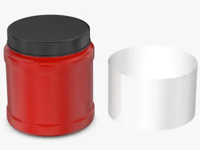 Red Jar with Label and Cover 3D model
