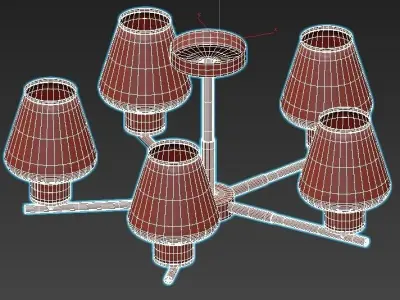 goreyn five light chandelier with gold and glass shades 3D model