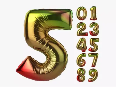 Foil air balloon numbers 04 3D model