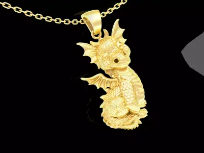 Baby Dragon pendant jewelry Gold 3D print model 3D print model