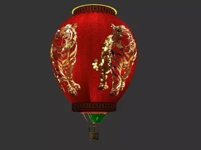 Chinese red lantern  Low-poly 3D model