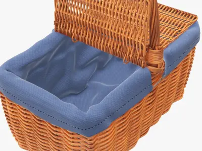 Picnic wicker basket empty  3D model