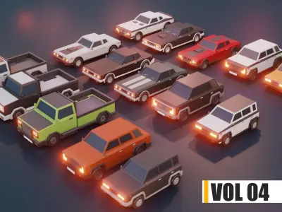 Low Poly Cars Mega Pack Vol 2-10 lowpoly low-poly Low-poly 3D model