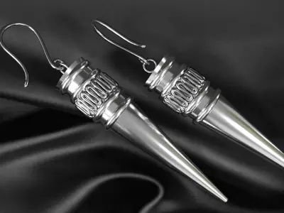 earrings silver spike 3D model