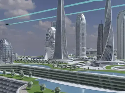 Futuristic Modular City Pack pbr 3D model