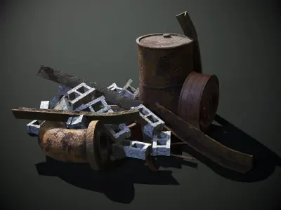 Rusty Debris Pile environment prop PBR Low-poly 3D model